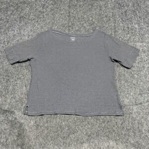 Chicos Shirt Womens Large Black White Stripe The Ultimate Tee Cotton Top Casual